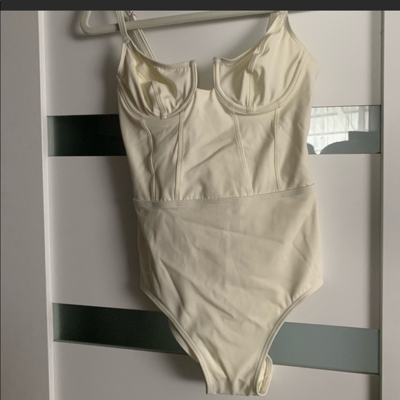 Re/Done Solid x Striped One Piece Swimsuit Small - Picture 2 of 6